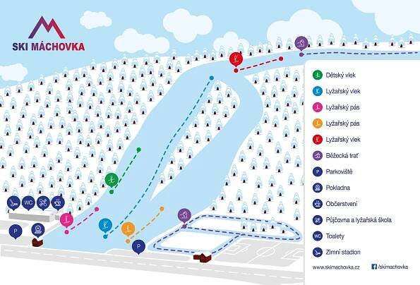 Nová Paka - Máchovka - mapa sjezdovek
