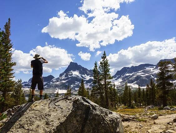  Day 5: Island Pass  As we approached Thousand Island Lake, we couldn't help but notice a massive mountain looming in the background. No matter which way the trail turned, Banner Peak was always in sight. 