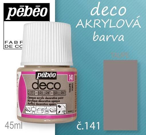 Barva AKRYLOVÁ lesk Pébeo DECO. Odstín č.141 TAUPE. Balení 45 ml.
