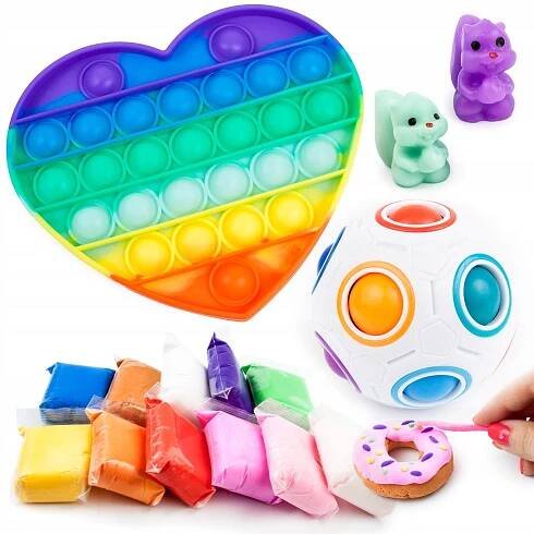 SADA ANTISTRESOVÝCH HRAČEK FIDGET TOYS BUBBLE
