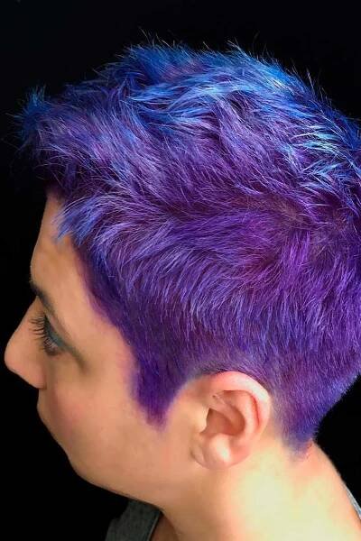 Short Messy Choppy Bold Violet Hair Messy Pixie Cut