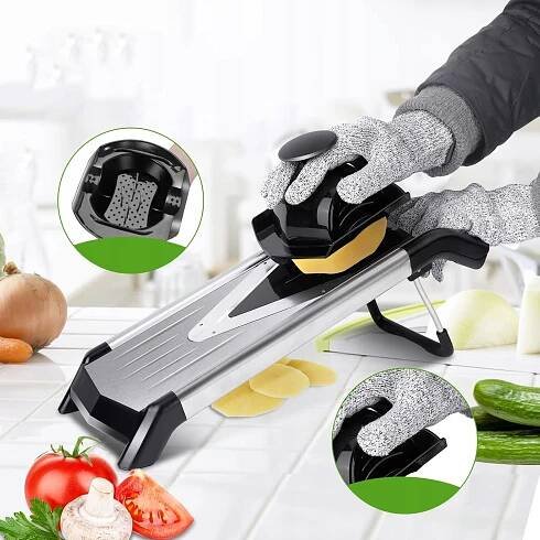 KRÁJEČ STRUHADLA NA ZELENINY KRÁJEČ MANDOLÍNA KUCHYŇSKÁ ČEPEL 5V1 za 602.00CZK - Allegro