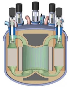 Reaktor MCFR s čerpadly a tepelnými výměníky 