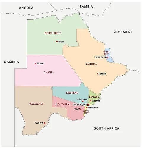 Districts of Botswana Map