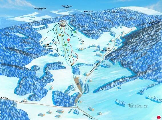 SKI AREÁL Luisino údolí - Dolní Dvůr - mapa