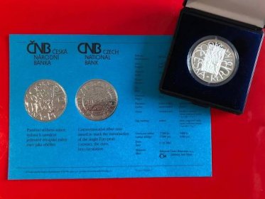 Stříbrná mince k zavedení jednotné evropské měny EURO PROOF - vzácná  - Numismatika