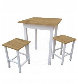 Set - kuchyňský stůl 60 x 60 cm + 2x židle MINI - dub artisan / bílá