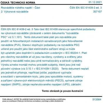 ČSN EN IEC 61439-2 ed. 3 - Rozváděče nízkého napětí - Část 2: Výkonové rozváděče - Tisk