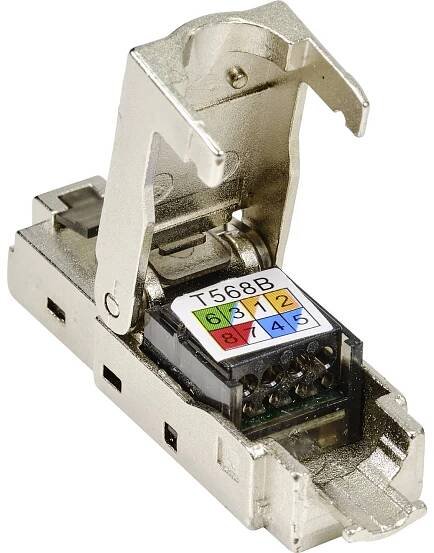 TRU COMPONENTS TC-9554648 Konektor RJ45 Cat 6A, stíněný zástrčka, rovná Počet pólů 8P8C 1 ks