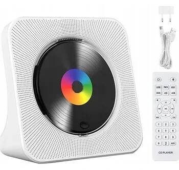 CD přehrávač PŘENOSNÝ CD PŘEHRÁVAČ S BLUETOOTH HUDEBNÍ DESKOU, BÍLÝ