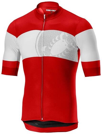 CASTELLI Cyklistický dres s krátkým rukávem - RUOTA - červená/bílá