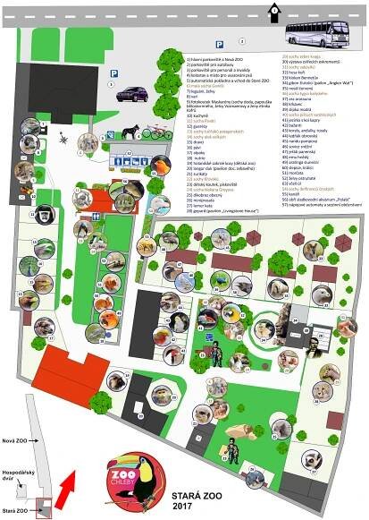Mapa areálu Zoo Chleby – Zoologické zahrady v ČR