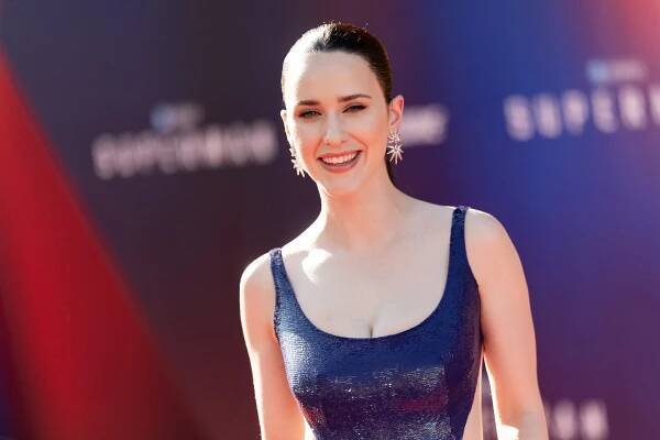 Rachel Brosnahan Switches Up Her Style in an Unexpected Plunging Blazer With a Lace-Up Corset