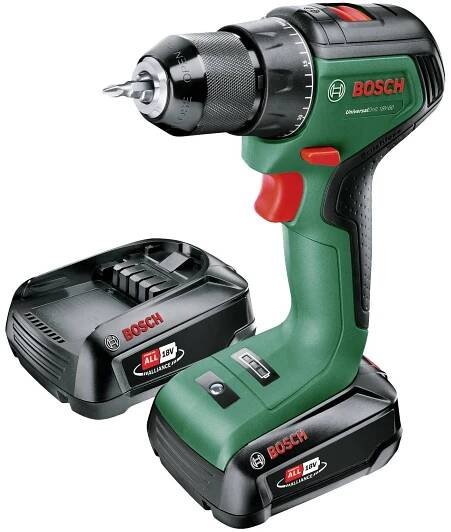 Bosch Home and Garden UniversalDrill 18V-60 aku vrtačka, aku šroubovák, 18 V, 2.0 Ah Li-Ion vč. 2x aku, vč. nabíječky, 0