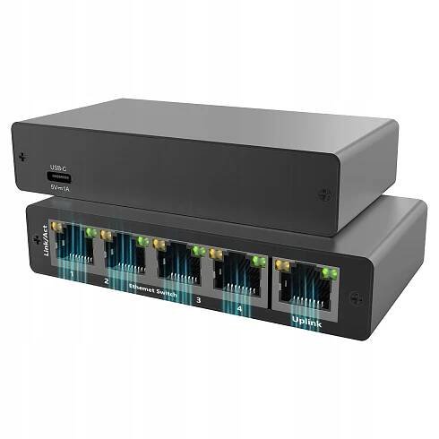 Switch RJ45 Rozbočovač internetu Energeticky úsporný 5 portů 1000 MBit/s