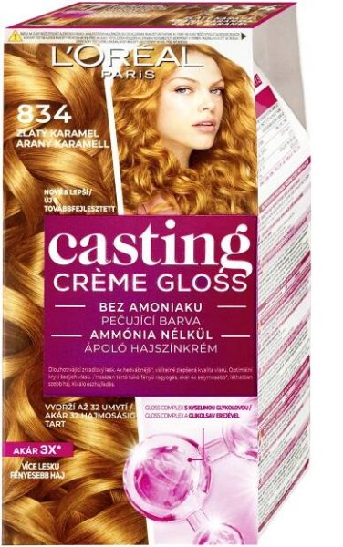 L'ORÉAL PARiS CASTING Crème Gloss barva na vlasy Zlatý karamel 834, 1 ks