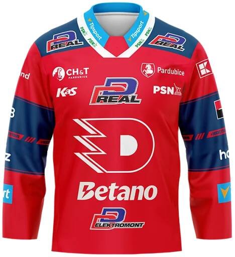 Červený originální zápasový dres HC Dynamo Pardubice 2024/25