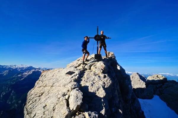 Andreas (l.) und Simon an der Mittelspitze des Watzmann