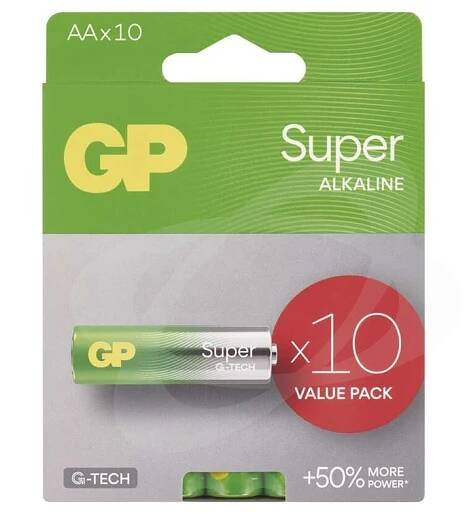 Baterie AA 1,5V alkalická LR6 GP SUPER /krabička 10ks (B0121G) - Sonepar ČR | Elektroinstalační materiál