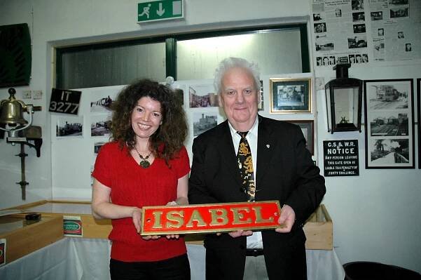 Isabel & Patrick Flanagan holding the Isabel name plate