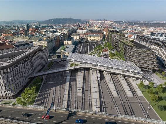 FOTO: Rekonstrukce Masarykova nádraží. Mění se nástupiště, vzniká nadchod pro chodce.