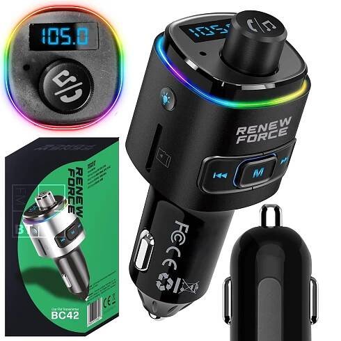 Bluetooth FM vysílač do auta RYCHLÁ nabíječka PD 23W QC3.0 USB-C LED