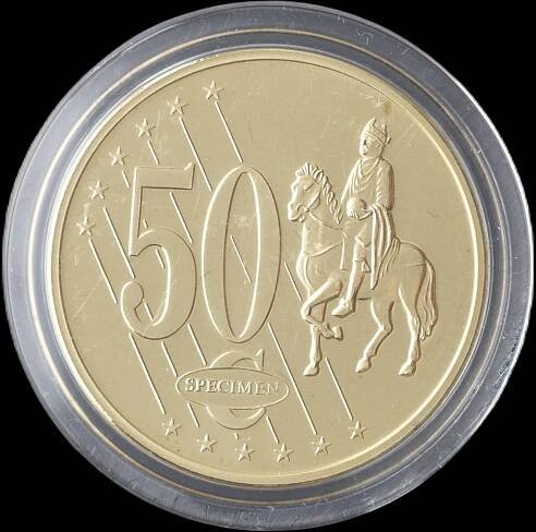 Nerealizované euro mince SPECIMEN - Litva - 50 euro cent 2003 v kapsli