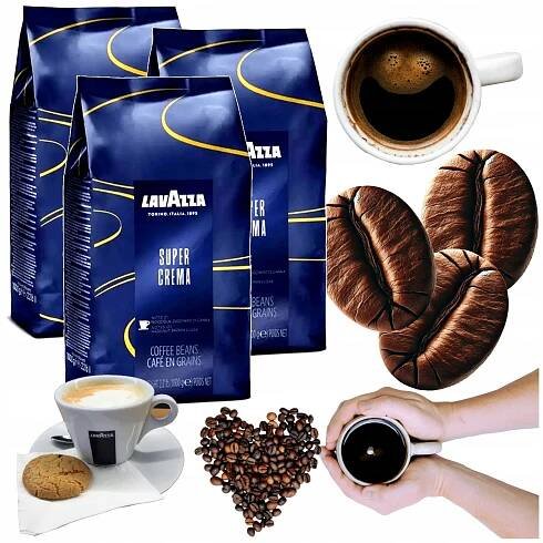 Káva zrnková 1kg x3 op. Lavazza Super Crema Arabica Robusta do kávovaru