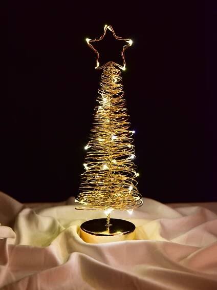 HVĚZDNÝ ZÁZRAK | zlatý drátkový svítící LED stromek | 31 cm