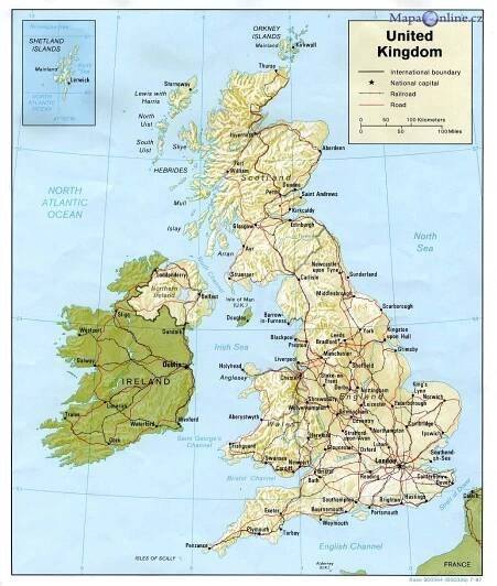 Mapa Velké Británie - MapaOnline.cz