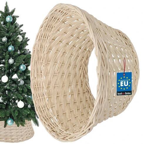 Koš z proutí ø45 cm na stojan pod vánoční stromek boho - Barva bělená