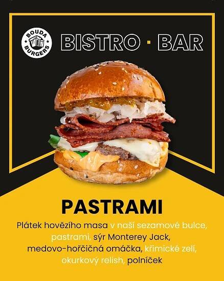 Nejlepší pastrami burger v Českých Budějovicích? Najdete ho v Bistro Baru Bouda!
