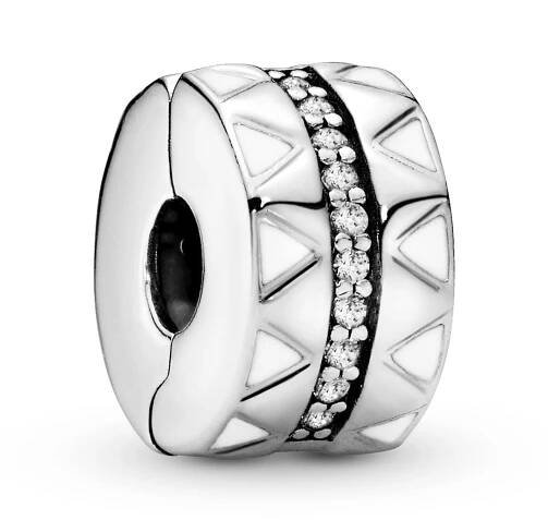 Nur Silver Parıltılı Çizgiler Klips Gümüş Charm NUR-CH00018