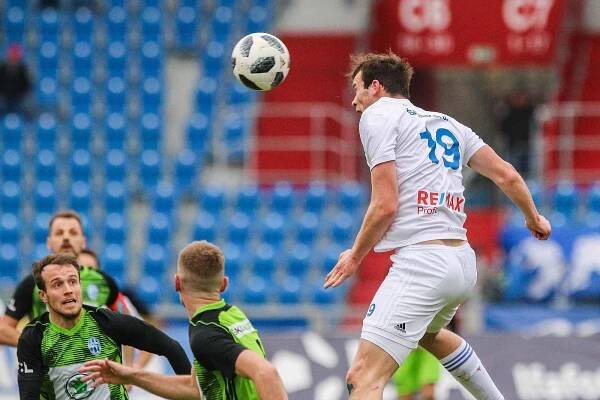 Utkání 25. kola první fotbalové ligy: FC Baník Ostrava - FK Mladá Boleslav, 16. března 2019 v Ostravě. Na snímku (vpravo) Jakub Šašinka.