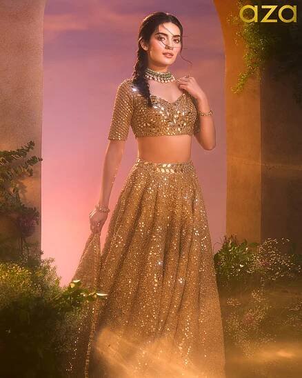 Pratibha Ranta in Zari Embellished Bridal Lehenga Set for Aza Fashions Cover Story