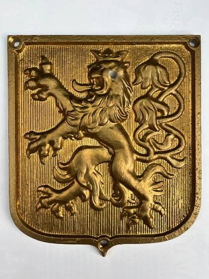 Starý kovový ČSR LEV cedule - státní znak / symbol - armáda, voják - Starožitnosti a umění