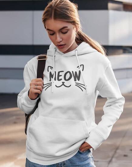 Dámská mikina s kočičím potiskem Meow - čupr tričko s kočkou