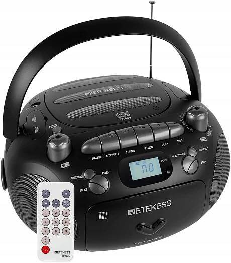 Retekess TR630 Přenosný CD přehrávač a magnetofon, AM FM rádio, USB/TF
