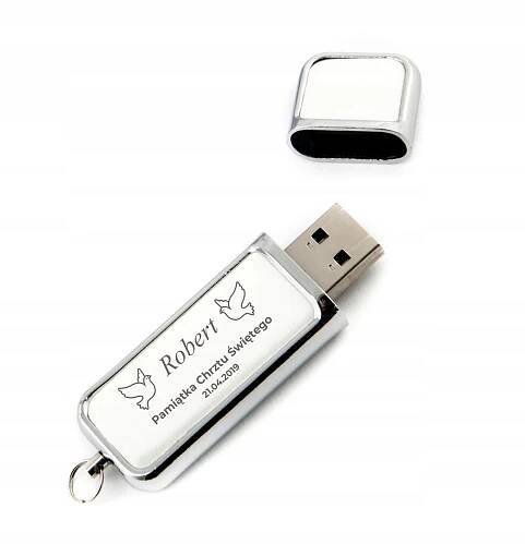 USB kožený flash disk 64 GB USB 3.0 na Křest sv. Model skórzany 64 GB USB 3.0 grawer chrzest