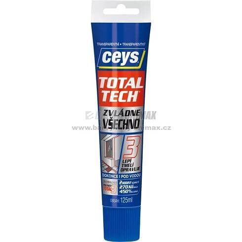 Voděodolné lepidlo a tmel, transparentní Ceys Total Tech - 125 ml