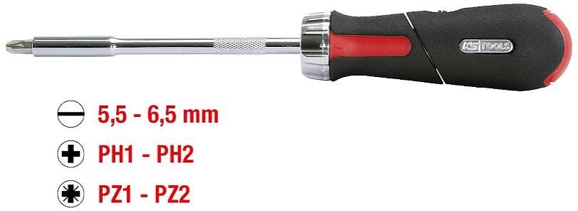 1/4'' revolverový ráčnový šroubovák na bity – KS Tools délka 260 mm
