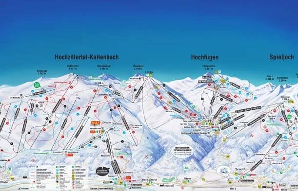 Mapa lyžařského střediska Hochzillertal.