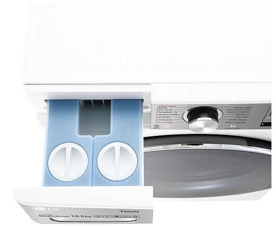 LG 10,5 kg parní pračka, Direct Drive™ motor, neomezené množství pracích pohybů, parní praní Steam+™, TurboWash™360°, ThinQ+WiFi, F610V10RABW
