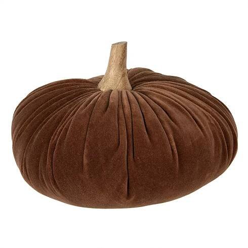 Hnědá textilní dekorace dýně Pumpkin XXL - Ø 25*16 cm