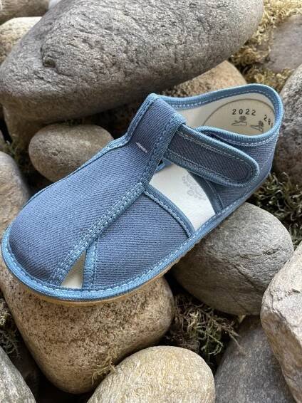 Dětské barefoot přezůvky BABY BARE bačkory Denim - LuckyShoes.cz