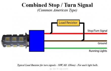 LED Turn Signal Load Resistor Wiring Diagram (Stop/Turn Signal)