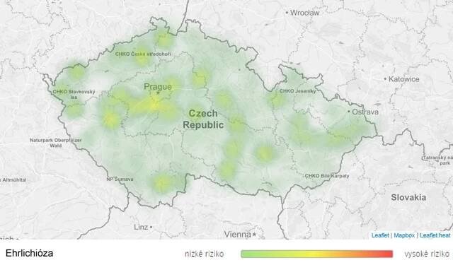 Mapa aktivity klíšťat na území České republiky - Ehrlichióza - GALERIE: Mapy aktivity klíšťat na území České republiky (3/7)