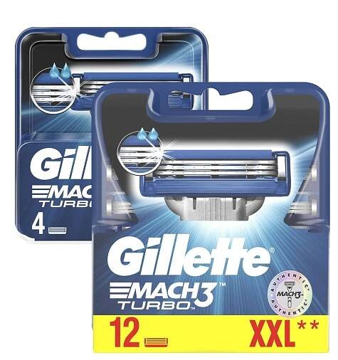 Gillette Mach3 Turbo náhradní hlavice 12 ks + 4 ks
