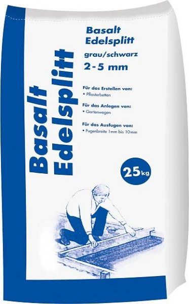 Edelsplitt Basalt 2 - 5 mm grau/schwarz 25 kg kaufen