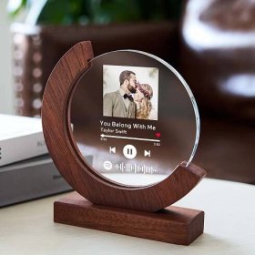 Scannable Custom Music Code Crystal Music Plaque with Personalized Photo
